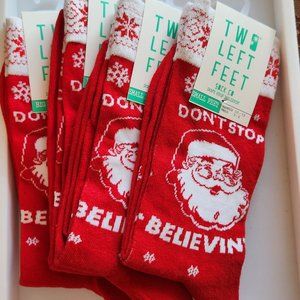 'Don't stop believin' Two left feet socks.